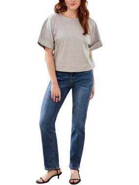 Curvy Straight Fit Mid Rise Stretch Jeans for Women - Regular, Plus & Petite